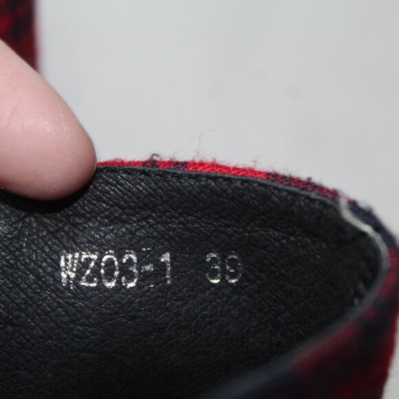 Alias Mae women's booties size 39 red tartan plaid block heel pointed toe zip up - Picture 6 of 9